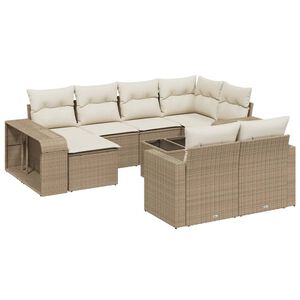vidaXL Set Divani da Giardino 11 pz con Cuscini Beige in Polyrattan