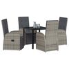 vidaXL Set da Pranzo per Giardino con cuscino 5 pcs Grigio polyrattan