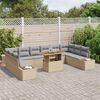 vidaXL Set Divano da Giardino 11 pcs Beige Poly Rattan