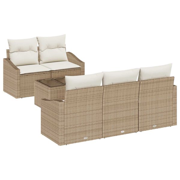 vidaXL Set di divani con cuscino 6 pcs Beige e Crema polyrattan