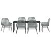 vidaXL Set da Pranzo per Giardino con cuscino 7 pcs Grigio polyrattan