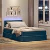 vidaXL Letto con contenitore e LED con led Blu 120 x 190 cm Velluto