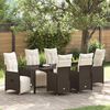 vidaXL Set da Pranzo per Giardino con cuscino 7 pcs Marrone polyrattan