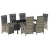 vidaXL Set da Pranzo per Giardino con cuscino 7 pcs Grigio polyrattan