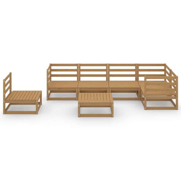 vidaXL Set Salotto da Giardino 7pz Marrone Ambra Legno Massello Pino