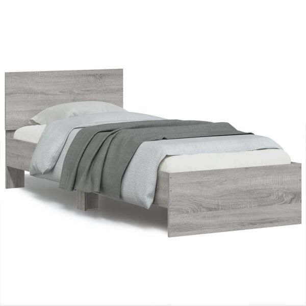 vidaXL Giroletto con Testiera Grigio Sonoma 75x190cm Legno Multistrato