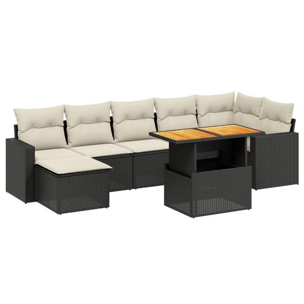 vidaXL Set Divani da Giardino con Cuscini 8 pz Nero in Polyrattan