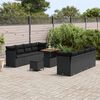 vidaXL Set Divano da Giardino con cuscino 11 pcs Nero polyrattan