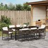 vidaXL Set da Pranzo per Giardino con cuscino 9 pcs Marrone polyrattan