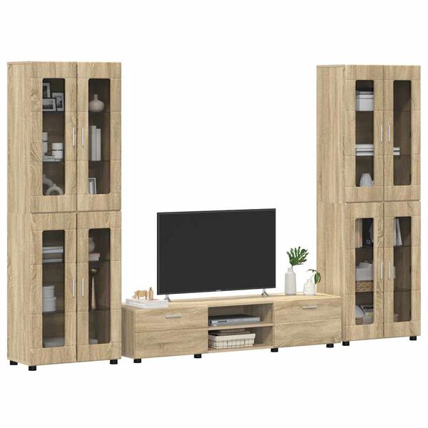 vidaXL Set mobile TV con porta FLORIN Rovere Sonoma Legno multistrato