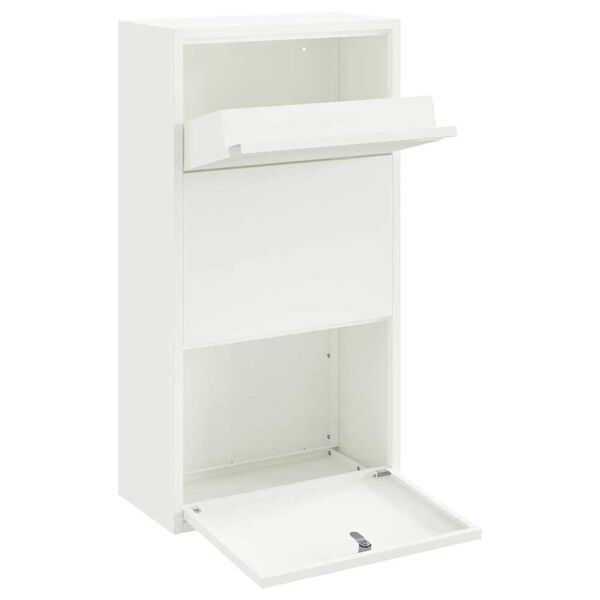 vidaXL Cassetta per pacchi con porta Bianco 44 x 22 x 82 cm Acciaio