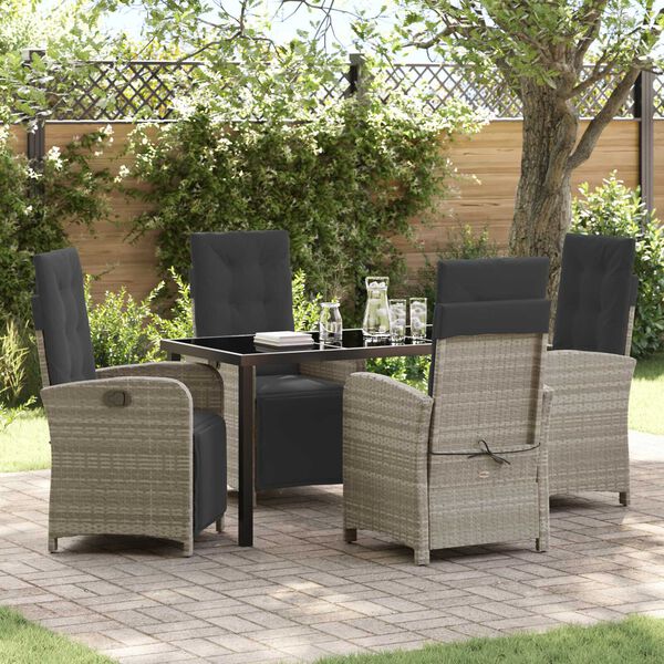 vidaXL Set da Pranzo per Giardino 5 pcs Grigio chiaro polyrattan