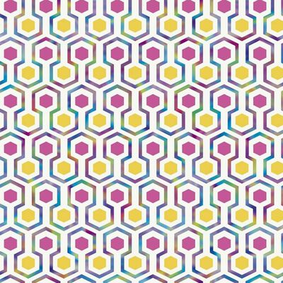 Good Vibes Carta da Parati Hexagon Pattern Rosa e Gialla
