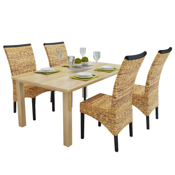 vidaXL Sedie da Pranzo 4 pz in Legno Massello di Mango e Abaca