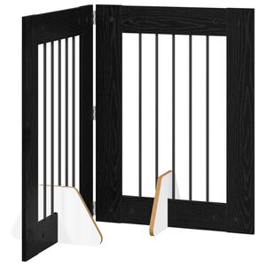 vidaXL Cancello per cani pieghevole con supporti 2 pz Rovere Nero