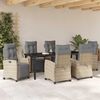 vidaXL Set da Pranzo per Giardino con cuscino 7 pcs Beige polyrattan
