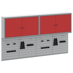 vidaXL Set di armadi per attrezzi con lo scaffale 6 pz Rosso
