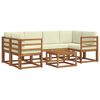 vidaXL Set di divani da esterno con cuscino 7 pcs Naturale e Crema