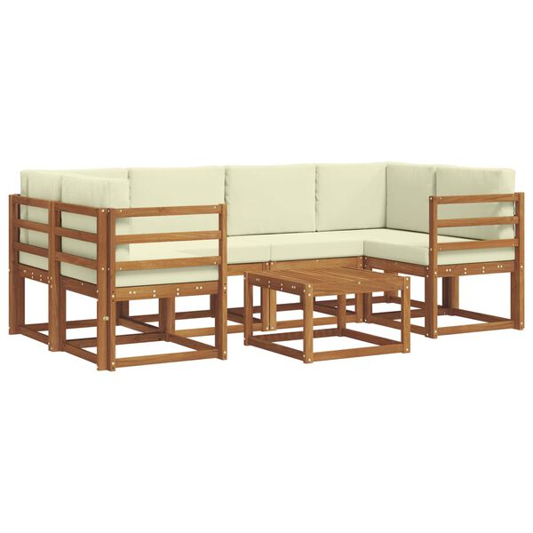 vidaXL Set di divani da esterno con cuscino 7 pcs Naturale e Crema