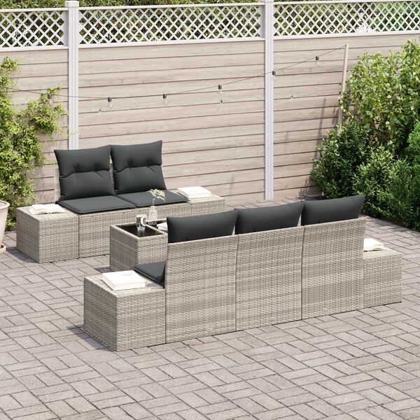 vidaXL Set Divano da Giardino 6 pcs Grigio chiaro polyrattan