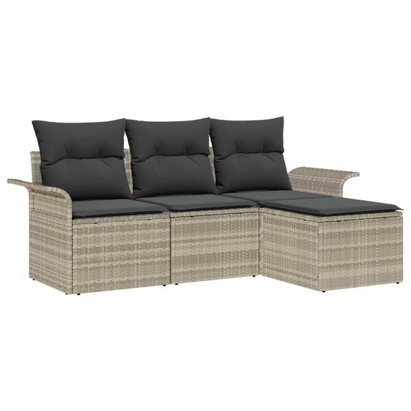 vidaXL Set di divani con cuscino 4 pcs Grigio polyrattan