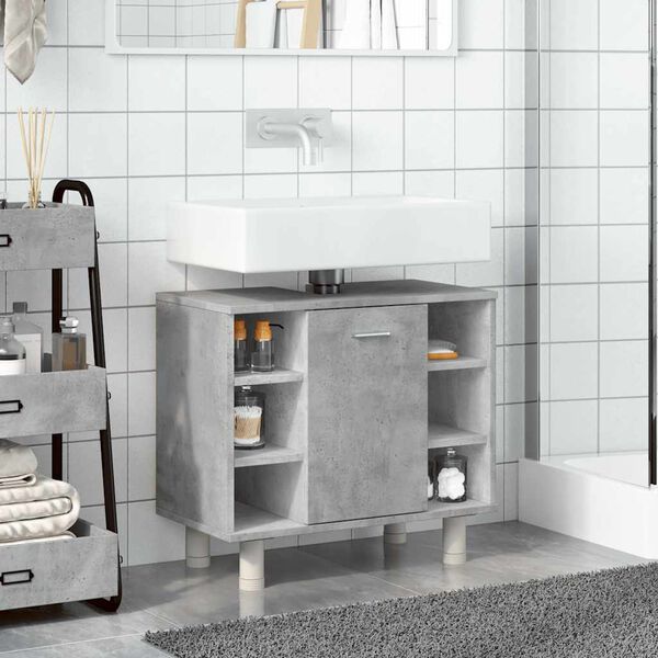 vidaXL Mobile da Bagno Grigio Cemento 60x32x53,5 cm Legno Multistrato