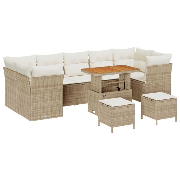 vidaXL Set Divano da Giardino 10 pcs Beige polyrattan