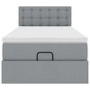 vidaXL Pouf Letto con Materasso e LED Grigio Chiaro 90x200 cm Tessuto