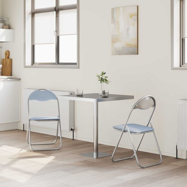 vidaXL Sedia pieghevole 2 pcs Grigio 48 x 43,5 x 81 cm Pelle Sintetica
