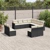 vidaXL Set Divani da Giardino 11 pz con Cuscini in Polyrattan Nero