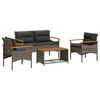 vidaXL Set Divani da Giardino 4 pz con Cuscini in Polyrattan Grigio