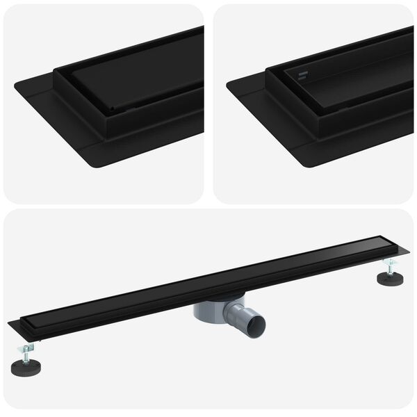 vidaXL Scarico doccia 2-in-1 con sifone a 360&deg; Nero 90 cm