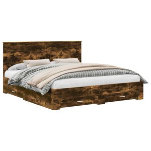 vidaXL Struttura del letto Rovere fum&eacute; 200 x 200 cm Legno multistrato