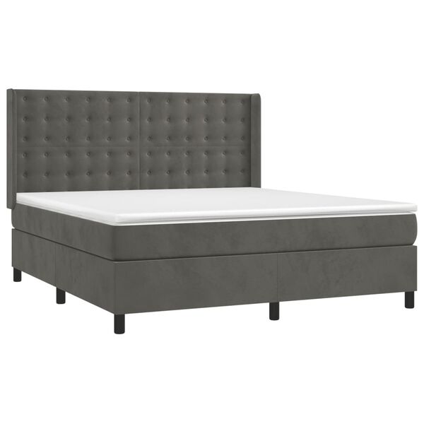vidaXL Letto a Molle con Materasso e LED Grigio Scuro 180x200 cm