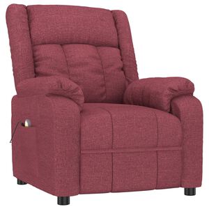 vidaXL Poltrona Massaggiante Elettrica Rosso Vino in Tessuto