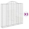 vidaXL Cesti Gabbioni ad Arco 3 pz 200x30x180/200 cm Ferro Zincato
