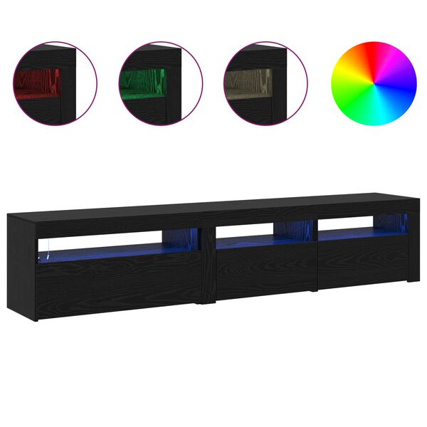 vidaXL Mobile TV 2 pcs Rovere Nero 195 x 35 x 40 cm Legno multistrato