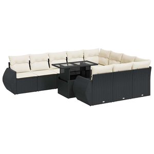 vidaXL Set Divani da Giardino 11 pz con Cuscini in Polyrattan Nero