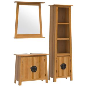vidaXL Set Mobili da Bagno 3 pz in Legno Massello di Pino