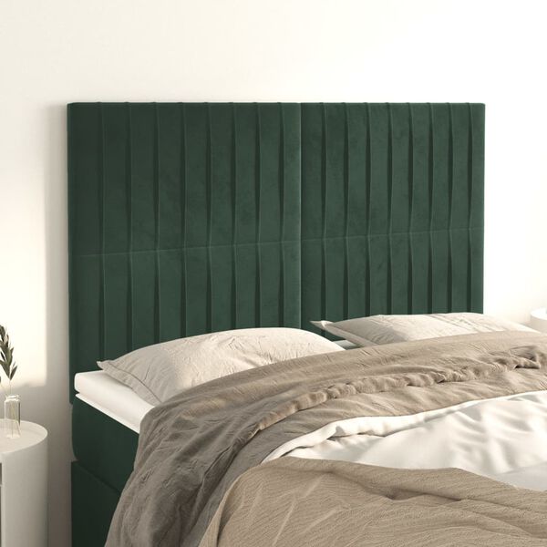 vidaXL Testiera Verde Scuro 144x5x118/128 cm Velluto