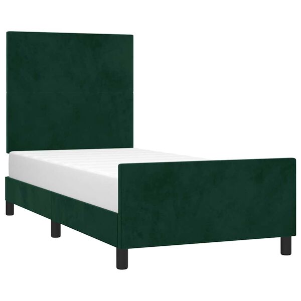 vidaXL Giroletto senza Materasso Verde Scuro 90x200 cm in Velluto