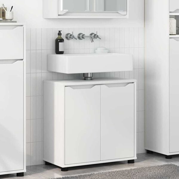 vidaXL Mobile per lavabo da bagno con porta Bianco 60 x 30 x 60 cm