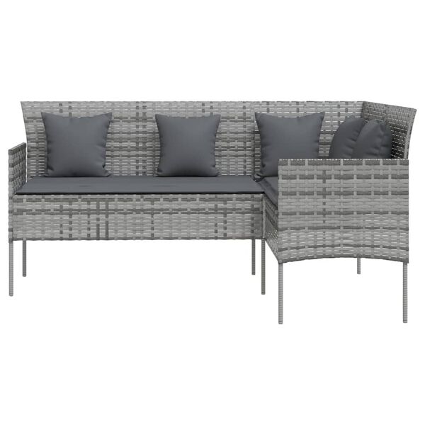 vidaXL Set Divano a L con Cuscini 5 pz Grigio in Polyrattan