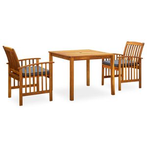 vidaXL Set da Pranzo da Giardino 3 pz con Cuscini Massello di Acacia