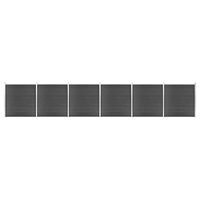 vidaXL Set Pannelli di Recinzione in WPC 1045x186 cm Nero