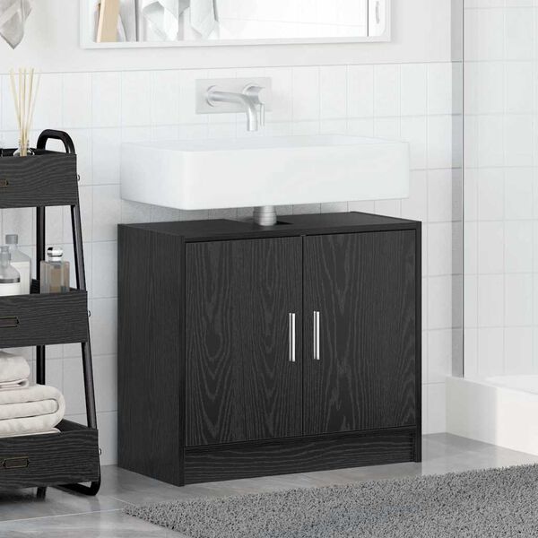 vidaXL Mobile da Bagno Rovere Nero 63 x 29 x 55 cm Legno multistrato