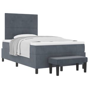 vidaXL Letto a molle con materasso Grigio scuro 120 x 190 cm Velluto
