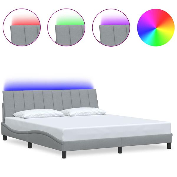 vidaXL Giroletto senza Materasso Hanko Grigio Chiaro 180x200 cm Tessuto