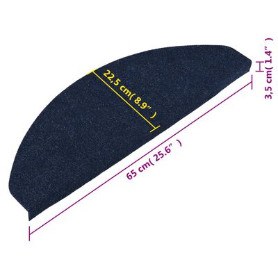 vidaXL Tappetini Autoadesivi per Scale 15 pz 65x22,5x3,5 cm Blu