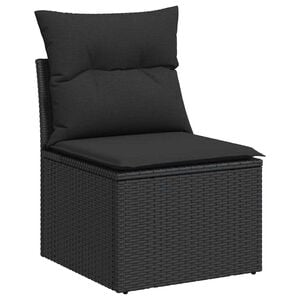 vidaXL Sedia da giardino senza braccioli con cuscini nera in polyrattan